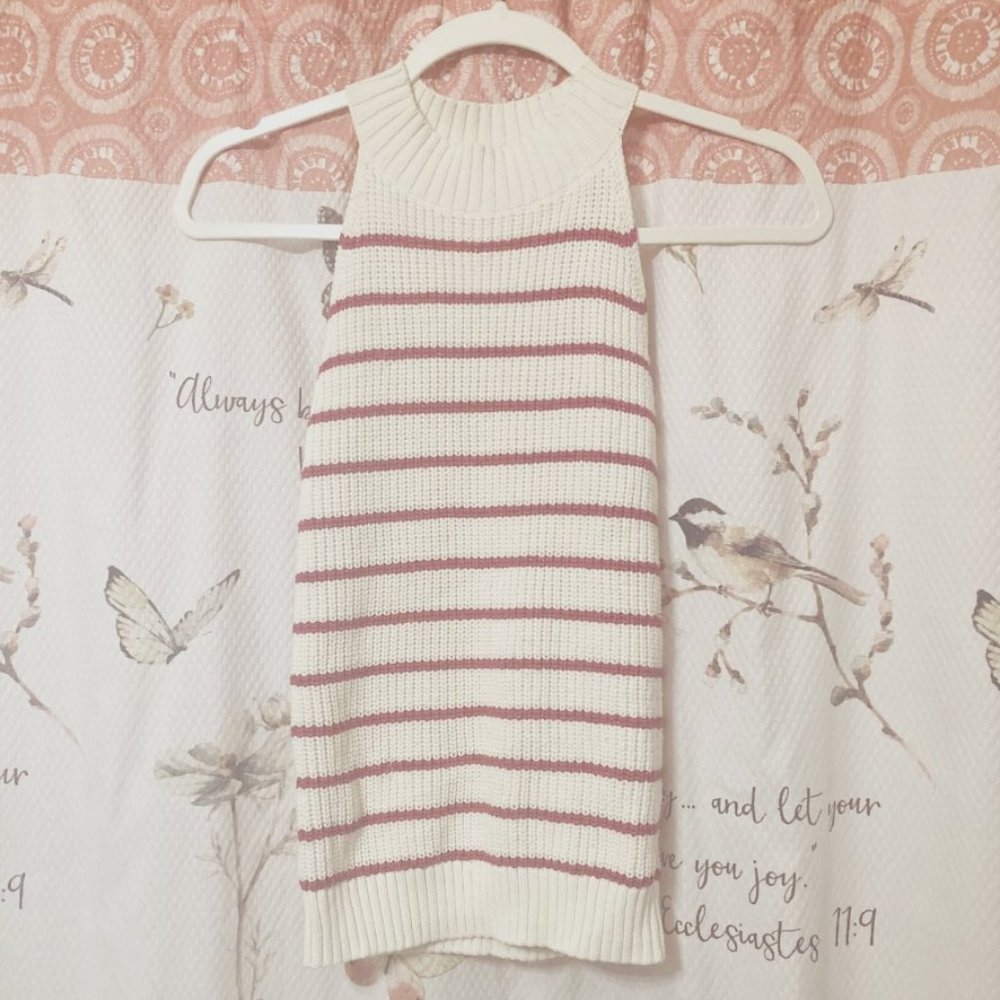 LOFT Women's Halter High Neck Knit Striped Sweater Size XXS